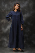 Blue Linen Maxi Dress: Long Kimono Shirt Dress, Plus Size