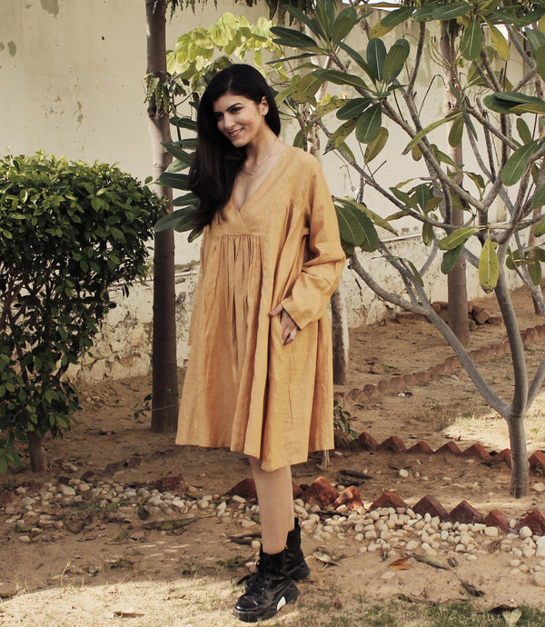 Cottagecore Linen Midi Dress