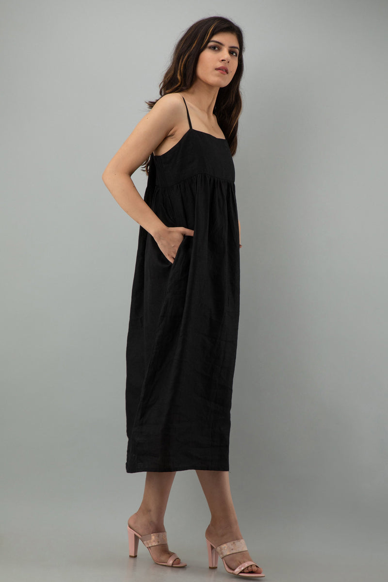 Black Sleeveless Linen Maxi Dress, photo 3