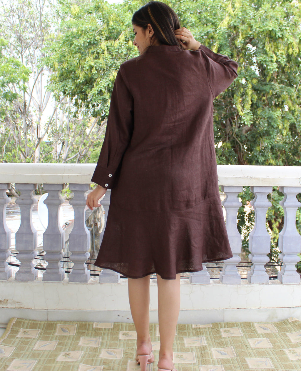Long Sleeve Linen Tunic Dress, Relaxed Fit with Pockets, Summer Dress, Plus Size Clothing