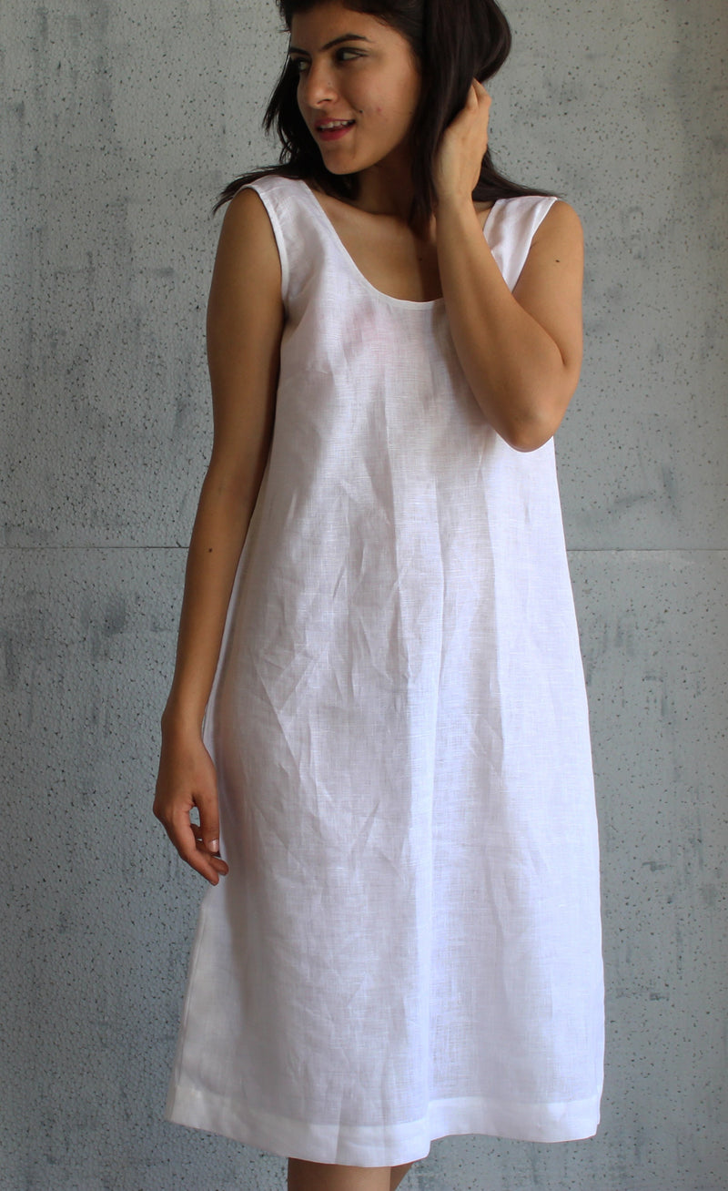 Sleeveless White Linen Tunic Dress, photo 2