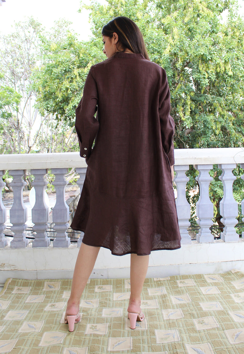 Long Sleeve Linen Tunic Dress with Pockets, photo 3