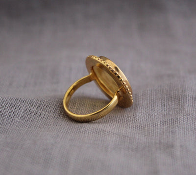 Yellow Fleur-de-lis Intaglio Ring, Victorian Cocktail Ring, photo 10