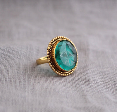 Green Intaglio Ring, Grand Tour Signet Style, Gold Plated, photo 3