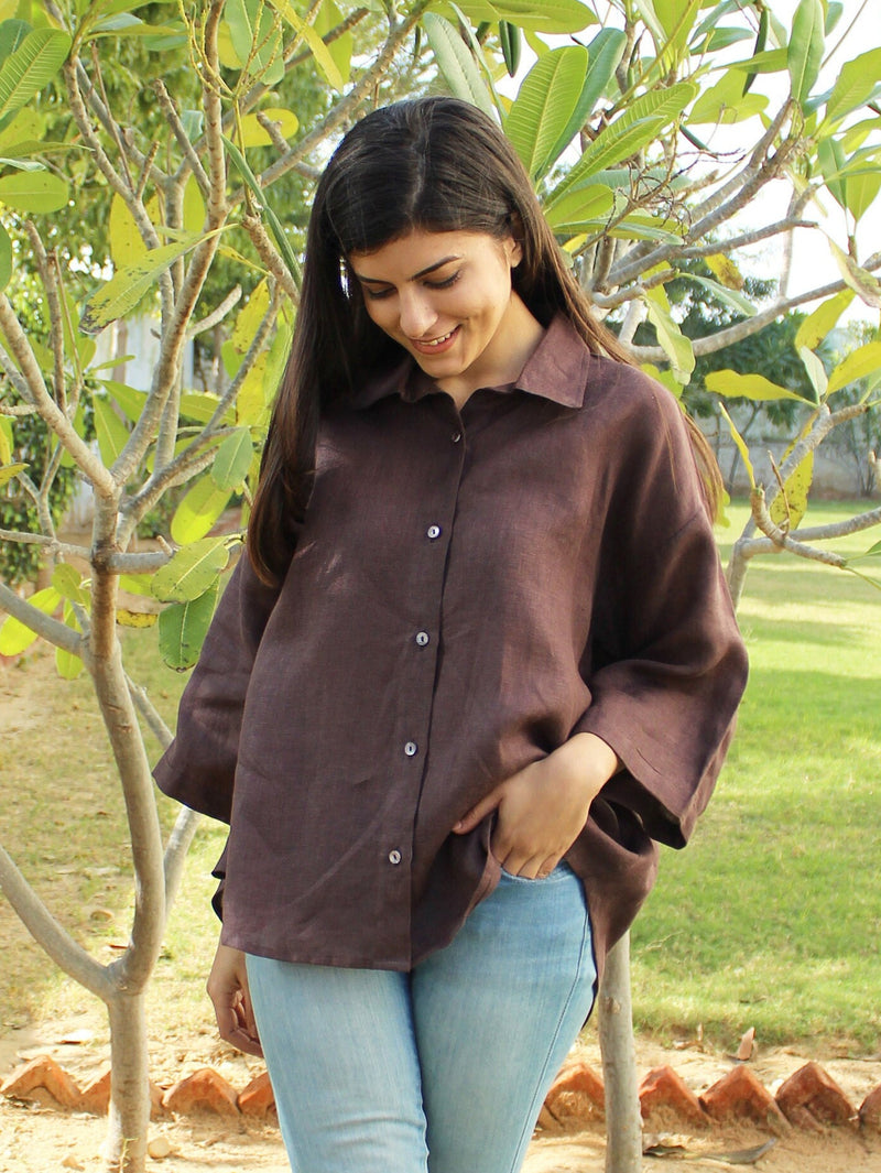 Oversized Drop Shoulder Linen Shirt, photo 2