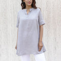 Linen Tunic Top, Pure Linen Dress, Linen Clothing, Plus Size Clothing, Relaxed Fit Top, Gift for Mom, Sustainable Clothing, Washed Linen Top