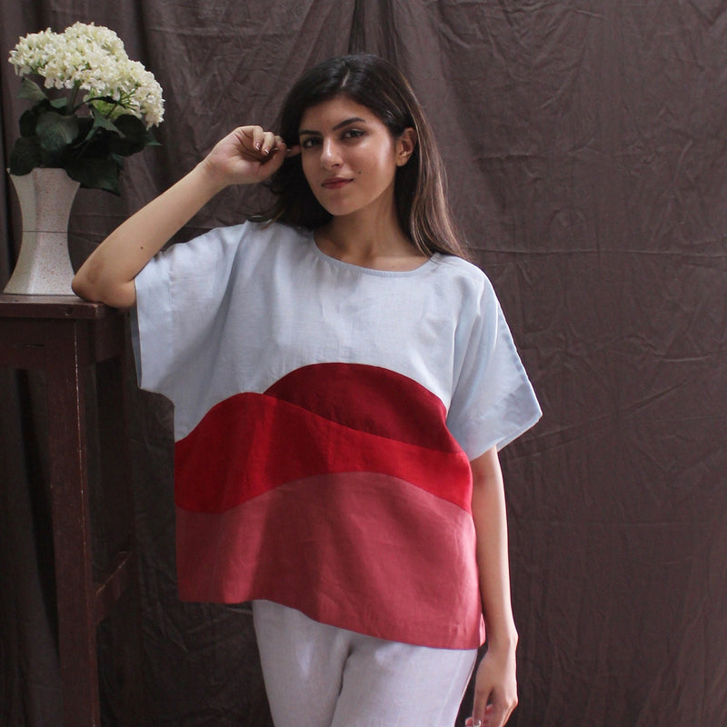 Multicolor Oversized Linen Boxy Top, photo 3