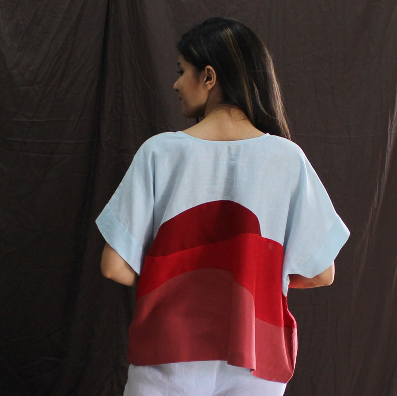 Multicolor Oversized Linen Boxy Top, photo 4