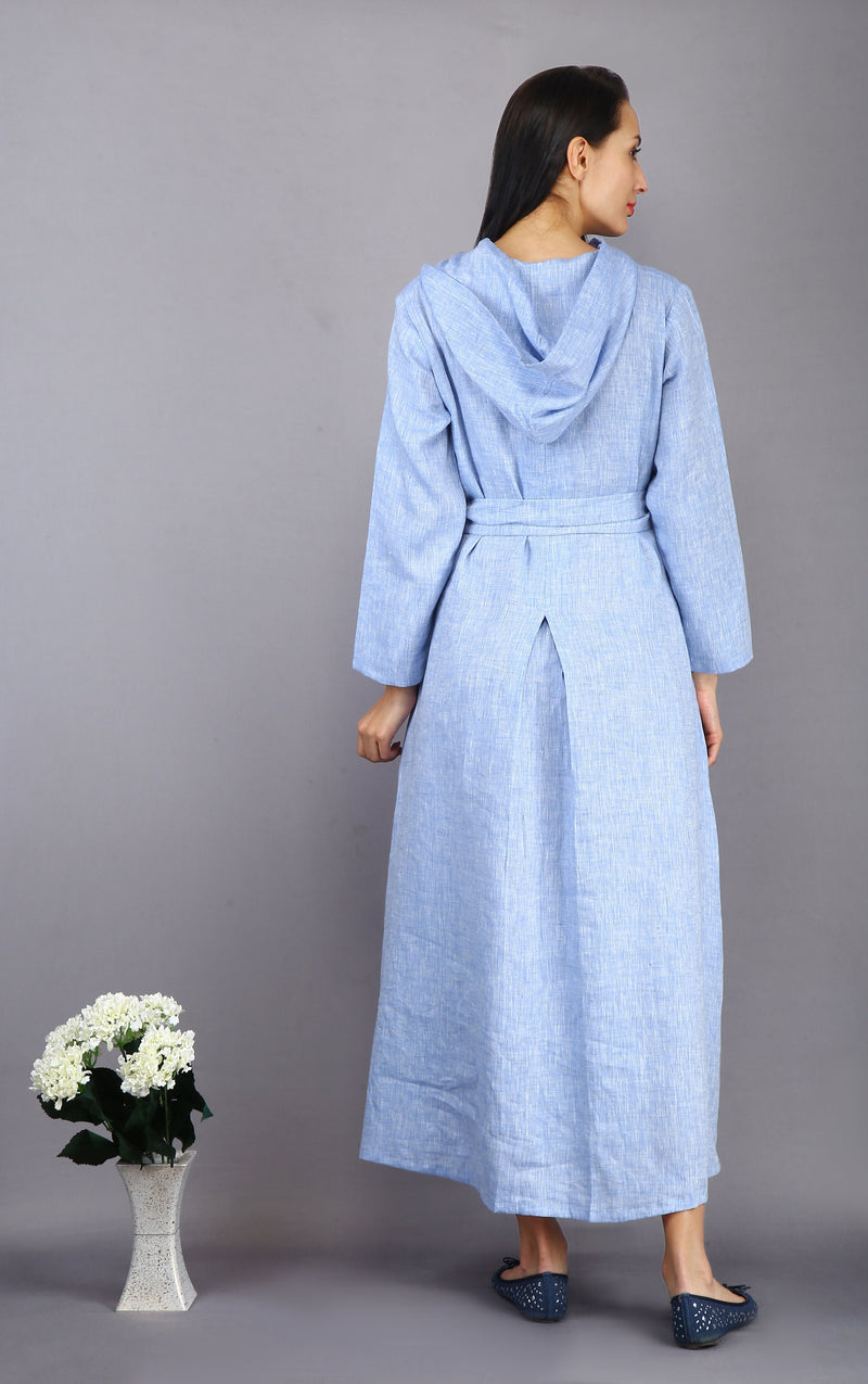 Blue Hooded Linen Maxi Dress, photo 2