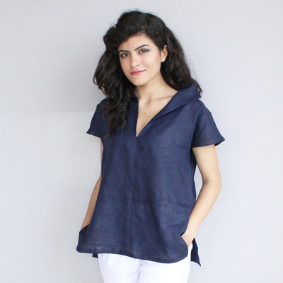 Boho Loose V-Neck Linen Blouse