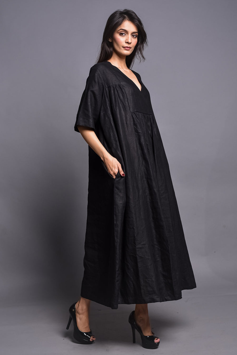 Washed Linen Maxi Dress, Wrap Style, photo 2