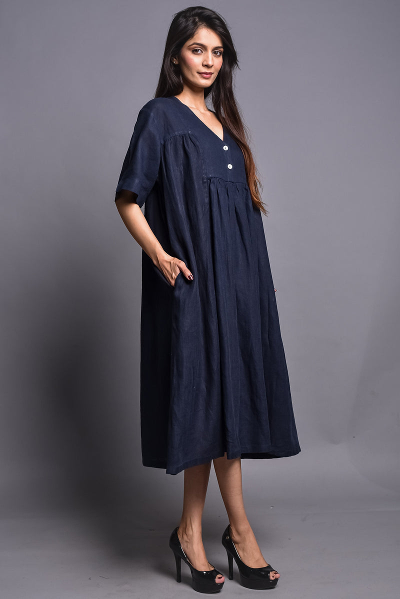 Blue Loose Fit Linen Tunic Dress, photo 2