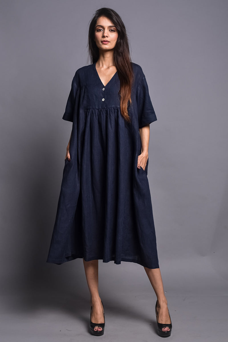 Blue Loose Fit Linen Tunic Dress, photo 4