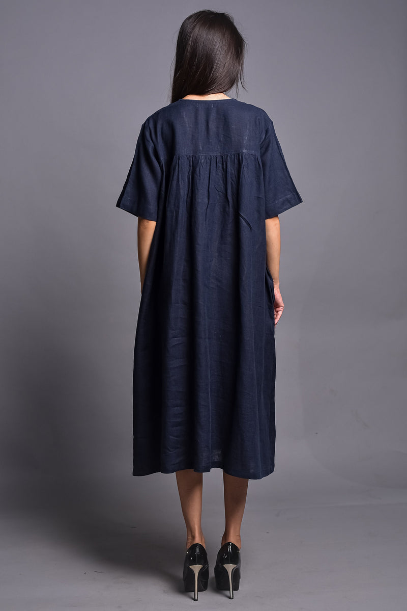 Blue Loose Fit Linen Tunic Dress, photo 3