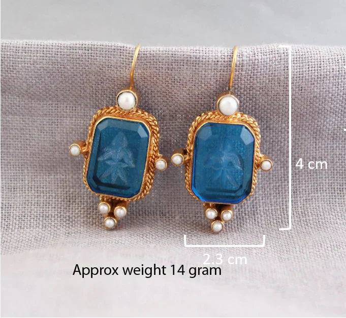 Clear Crystal Intaglio Earrings, Cameo Jewelry