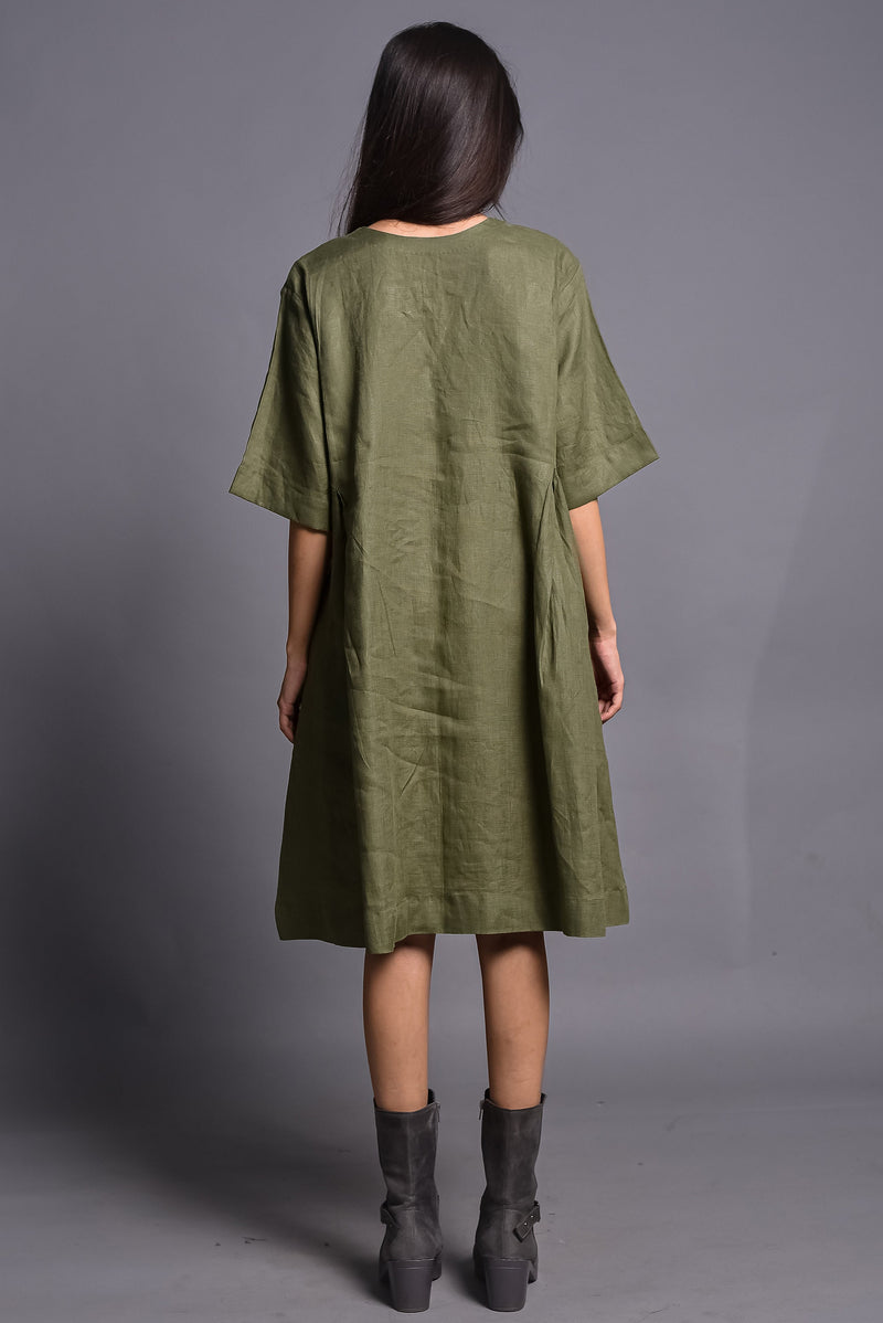 Linen Tunic Dress, V-Neck Half Sleeve, photo 3