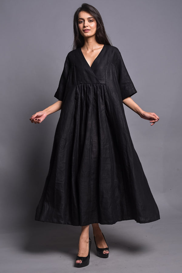 Washed Linen Maxi Dress, Wrap Style