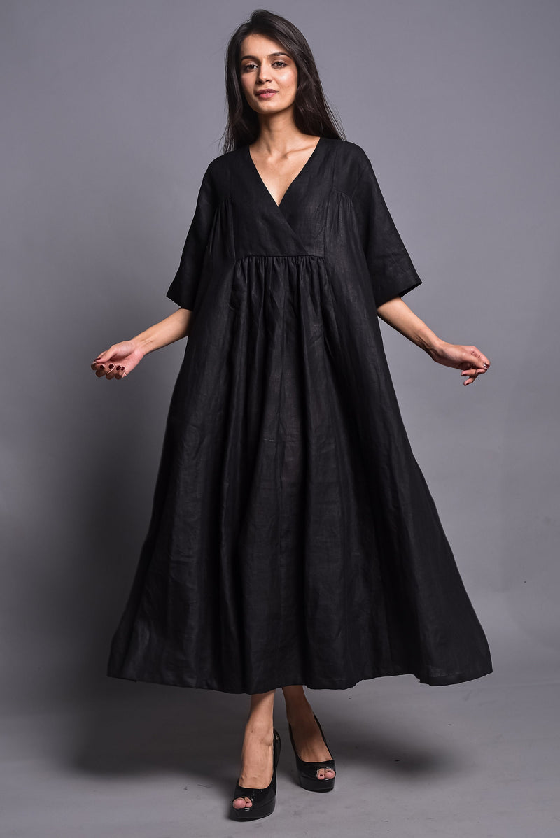 Washed Linen Maxi Dress, Wrap Style