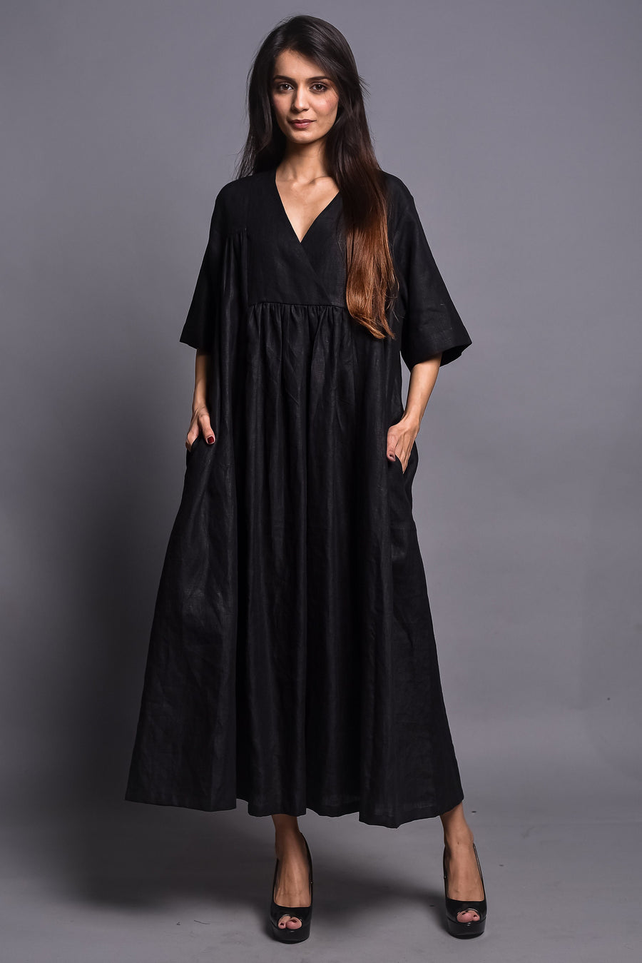 Washed Linen Maxi Dress, Wrap Style, photo 5