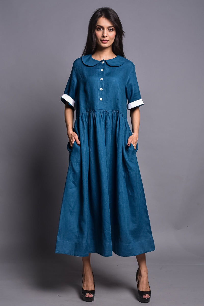Women vintage linen dress, Plus size clothing, oversize bridesmaid dress casual loose soft dress handmade clothing