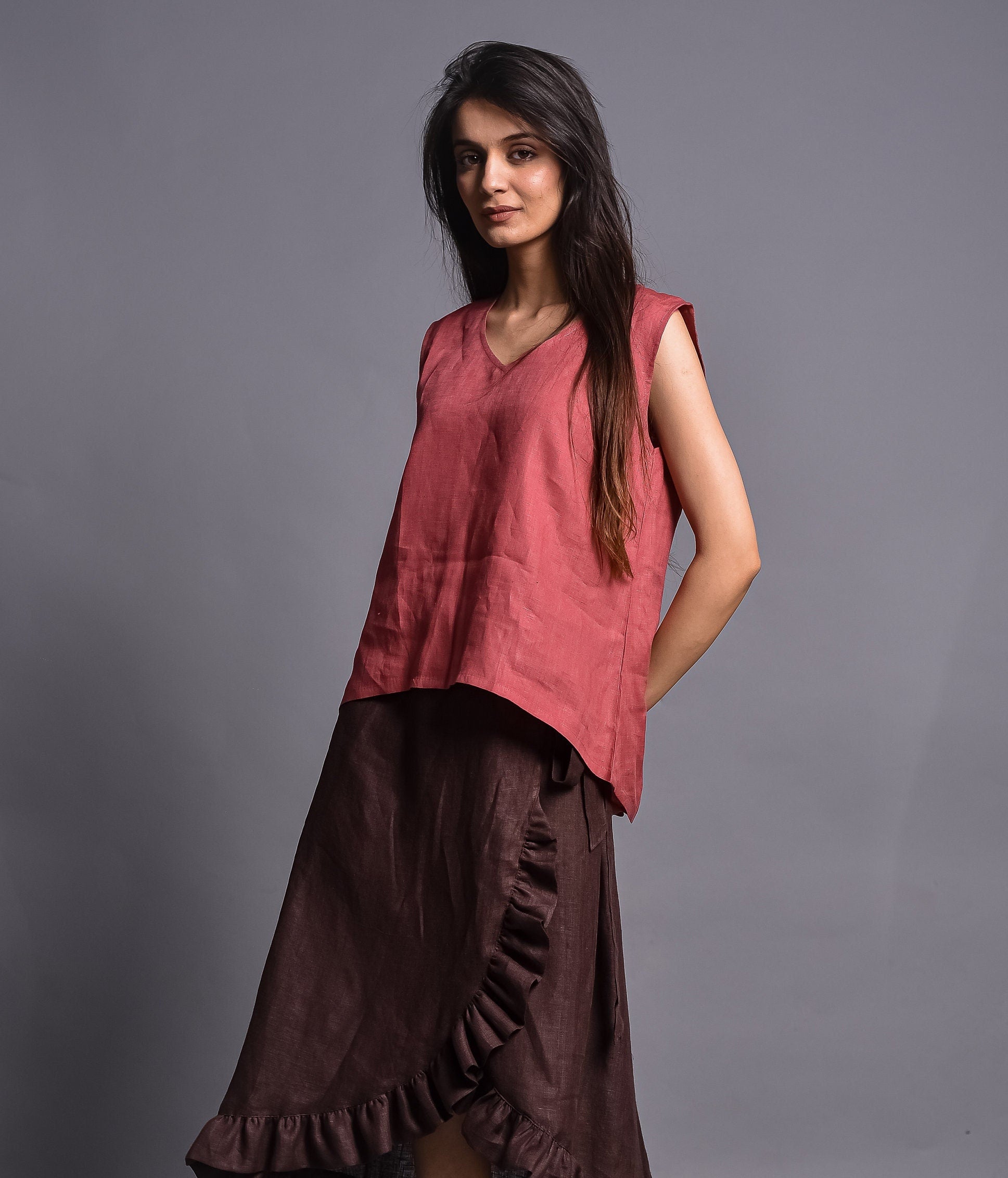 Women Linen Tops, Linen sleeveless top, Summer blouse, Plus Size Linen Top, plus size clothing
