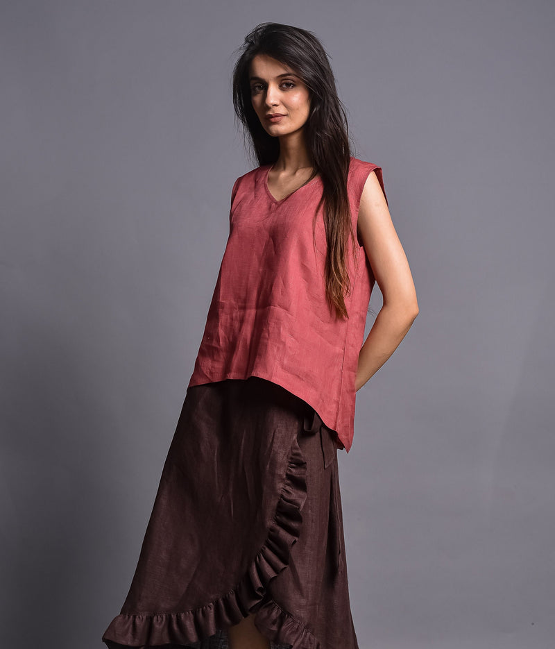 Sleeveless V-Neck Linen Top, photo 3