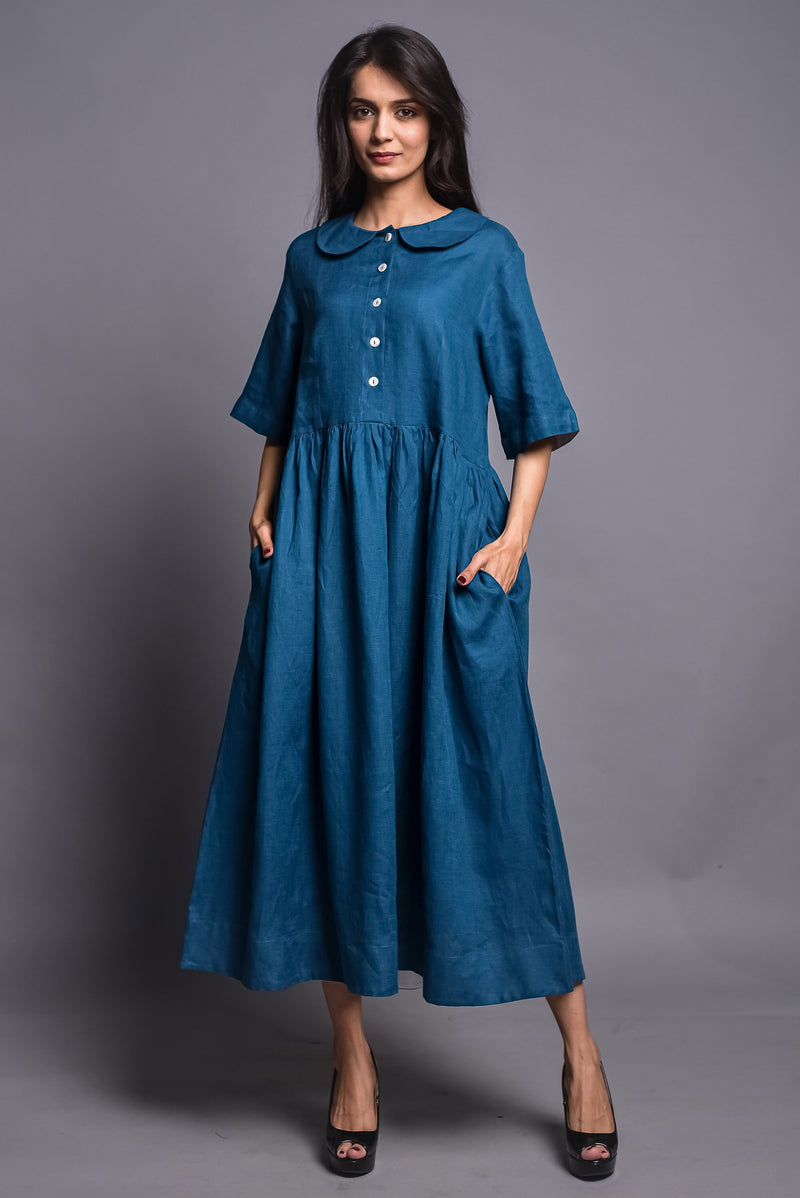 Women vintage linen dress, Plus size clothing, oversize bridesmaid dress casual loose soft dress handmade clothing