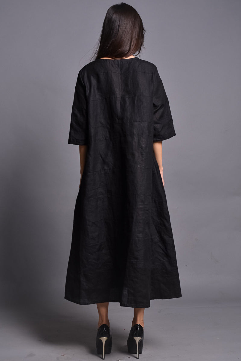 Black Oversized Linen Maxi Dress, photo 2
