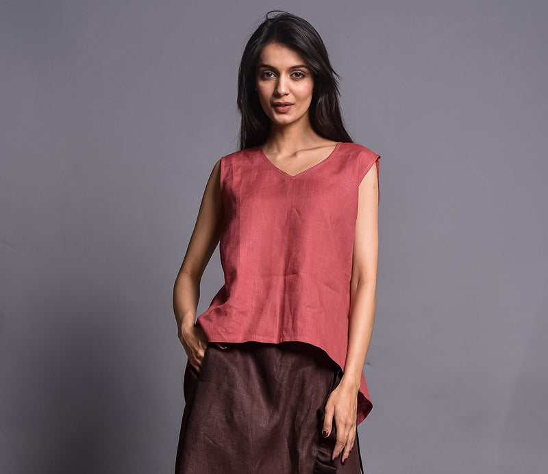 Sleeveless V-Neck Linen Top, photo 2