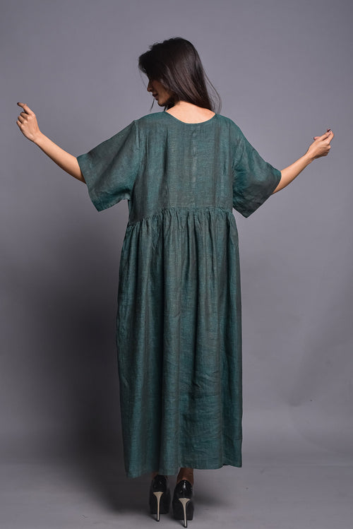 Loose Linen Maxi Dress: Bohemian Victorian Style