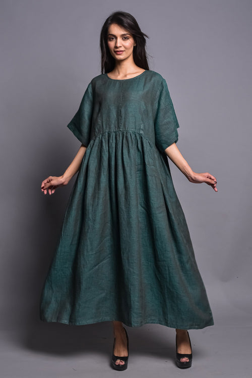 Loose Linen Maxi Dress: Bohemian Victorian Style