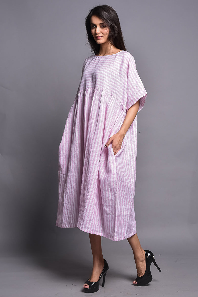 Striped Linen Midi Dress, Boxy Fit, photo 3
