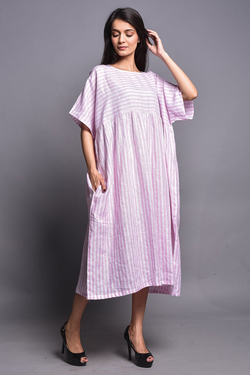 Striped Linen Midi Dress, Boxy Fit, photo 4