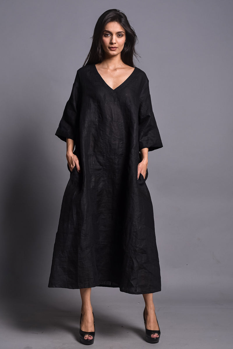 Black Oversized Linen Maxi Dress, photo 3