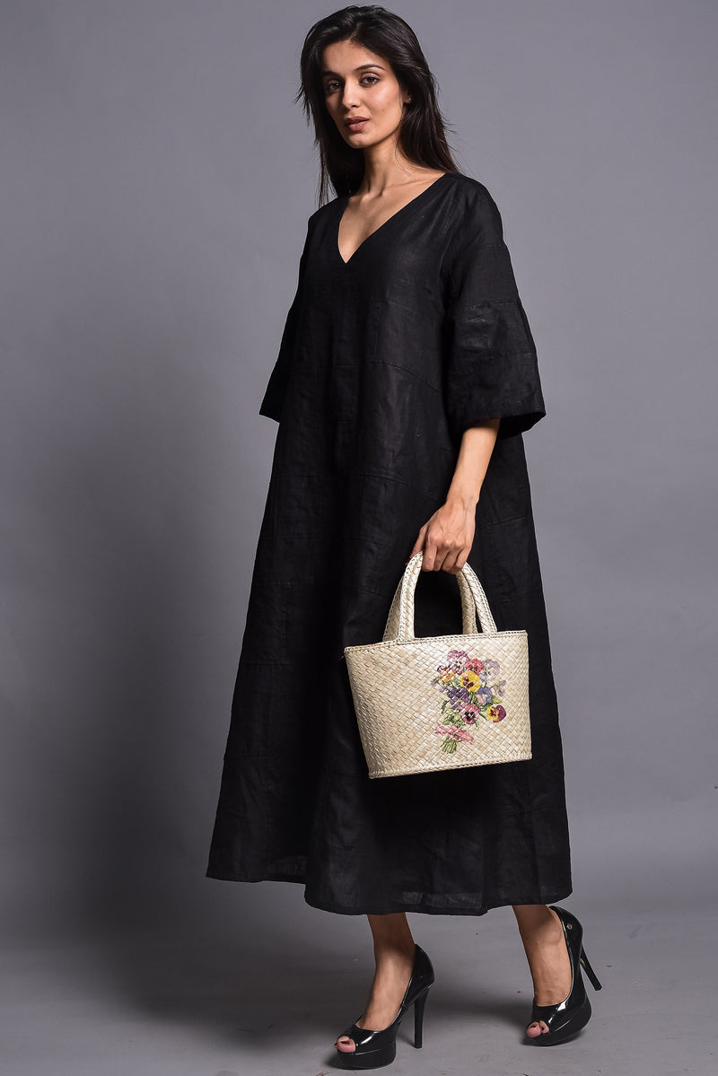 Black Oversized Linen Maxi Dress, photo 4