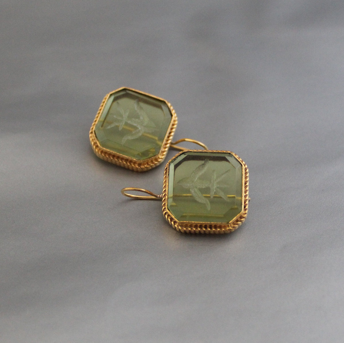 Green Intaglio Earrings, Everyday Gold, photo 5