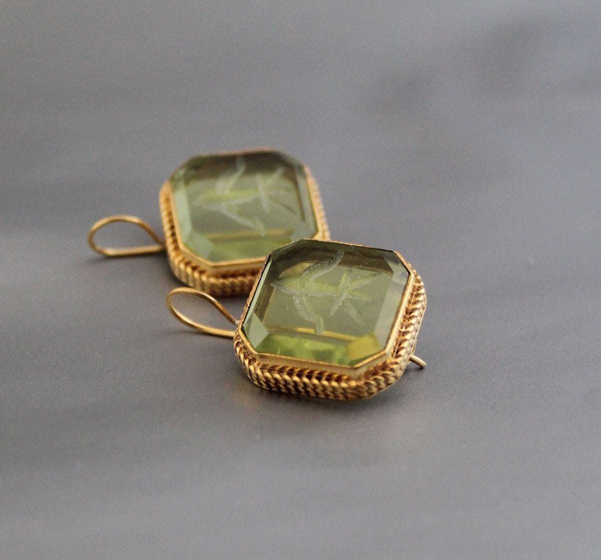 Green Intaglio Earrings, Everyday Gold, photo 7