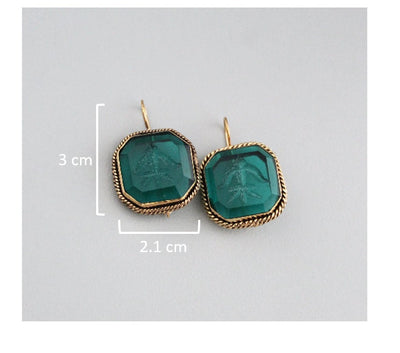 Blue Intaglio Statement Earrings, Bridal Gold, photo 3