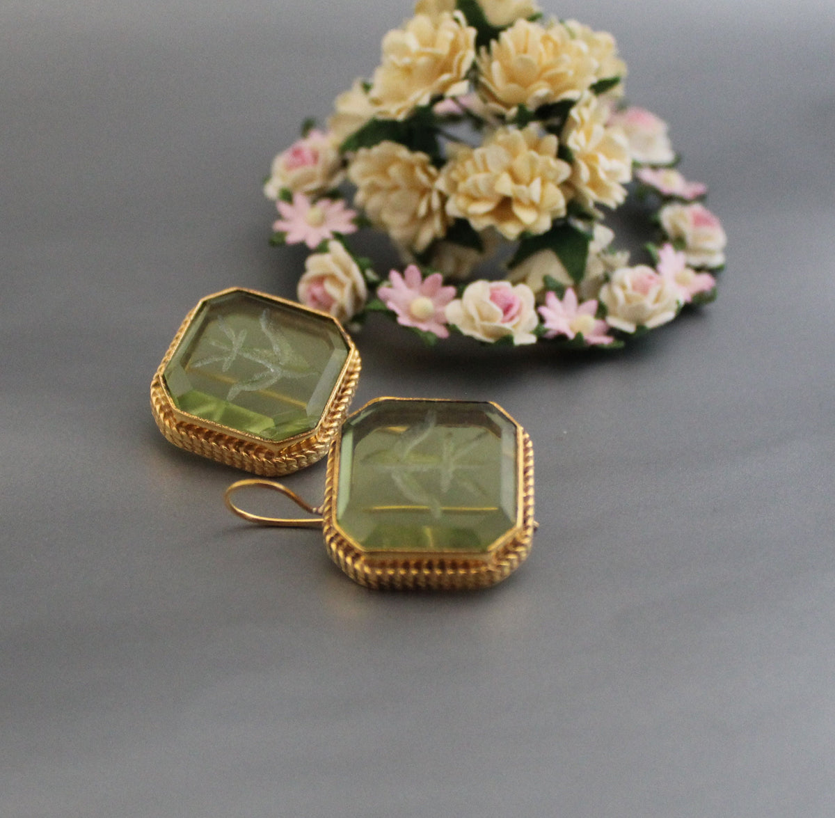 Green Intaglio Earrings, Everyday Gold, photo 9