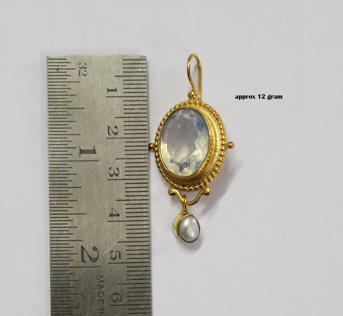 Opal Glass Intaglio Earrings, Art Nouveau Bridal Style, photo 3