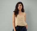 Beige Linen Crop Top: Sleeveless Square Neck Blouse, Linen Tank Top, Washed soft linen top, Women's shirt, Loose linen blouse