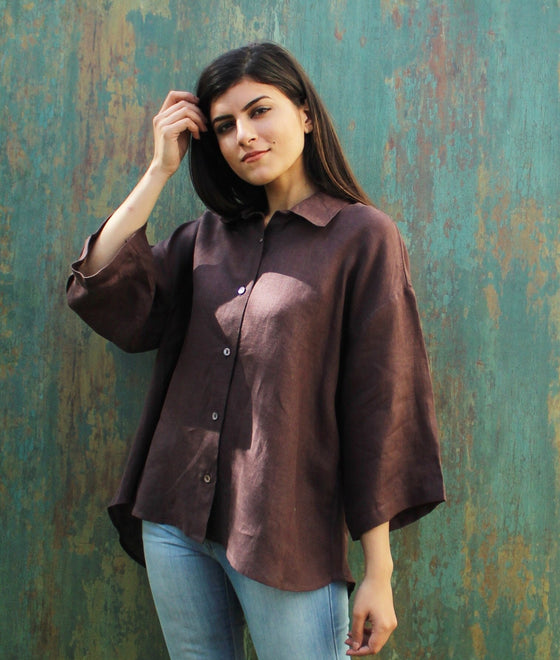 Oversized Drop Shoulder Linen Shirt