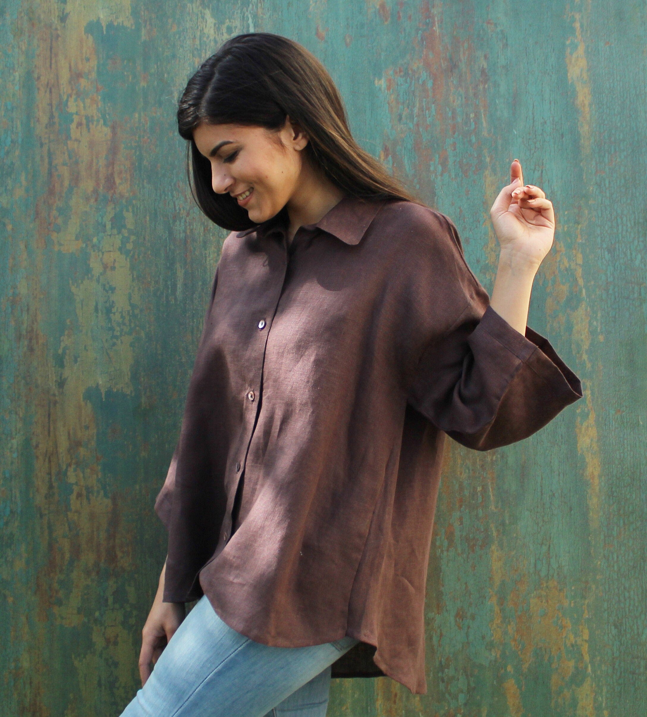 Oversized Linen Shirt: Drop Shoulder, Minimalist Style