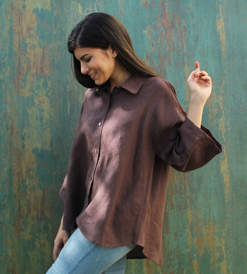 Oversized Drop Shoulder Linen Shirt, photo 4