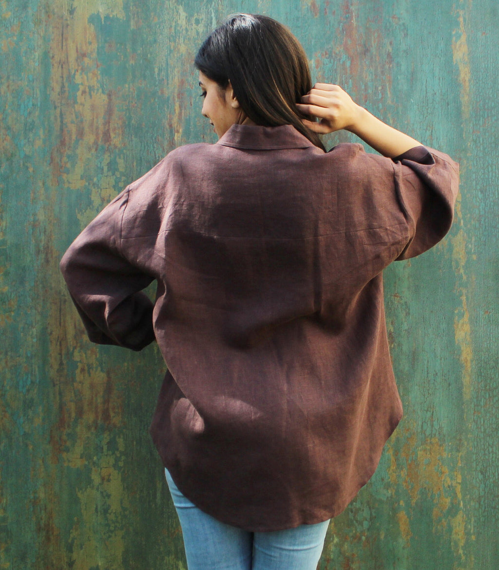 Oversized Linen Shirt: Drop Shoulder, Minimalist Style