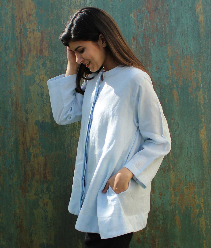 Light Blue Linen Tunic Top, photo 4