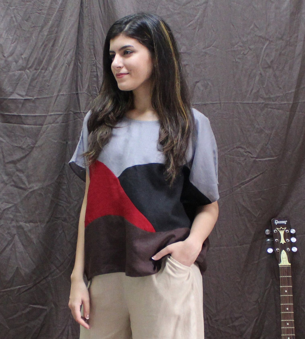 Oversized Multi-Color Linen Top: Boxy Plus Size Blouse, OEKO-TEX Tested