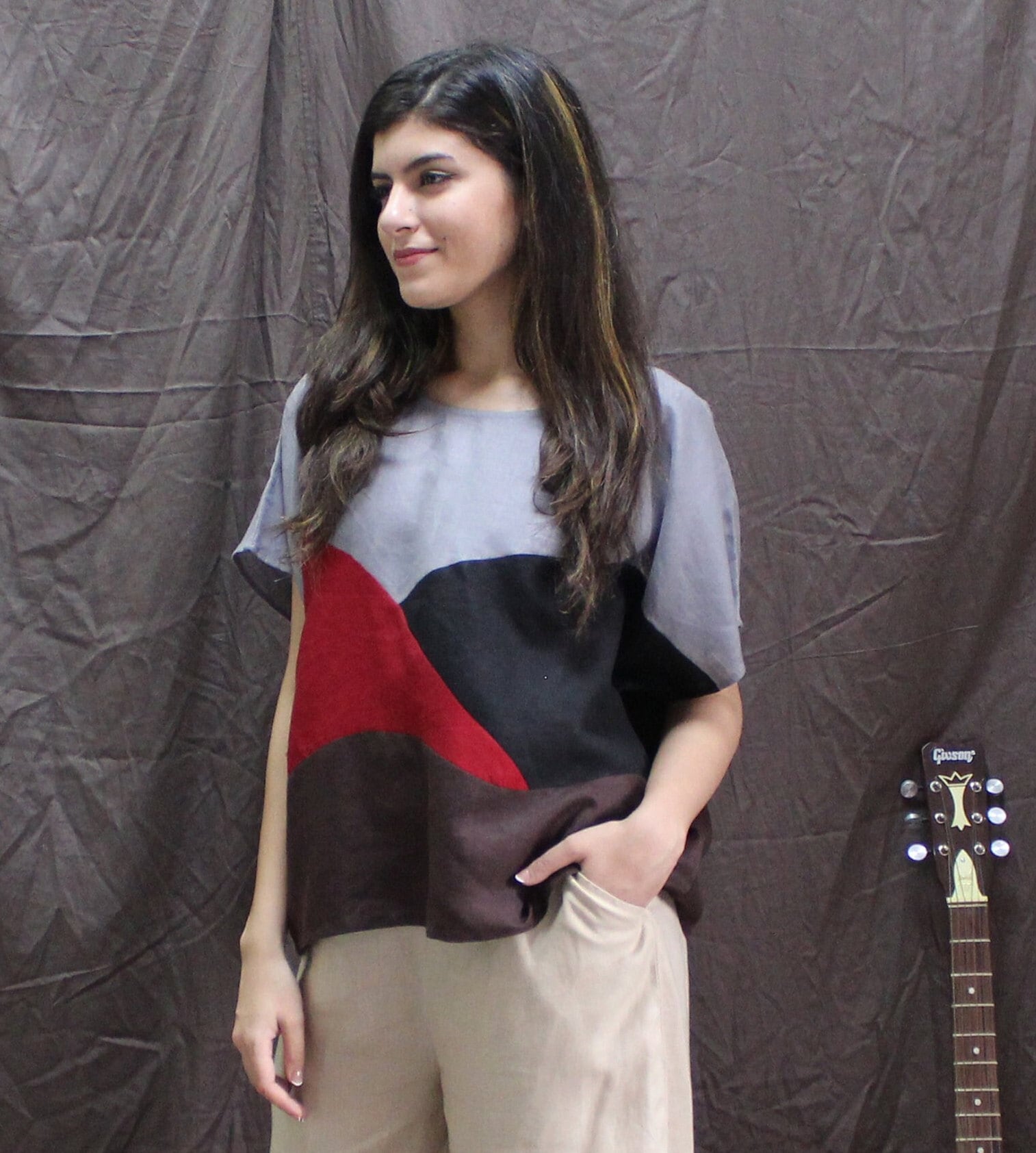 Oversized Multi-Color Linen Top: Boxy Plus Size Blouse, OEKO-TEX Tested