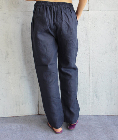 Blue Wide Leg Linen Trousers, photo 3