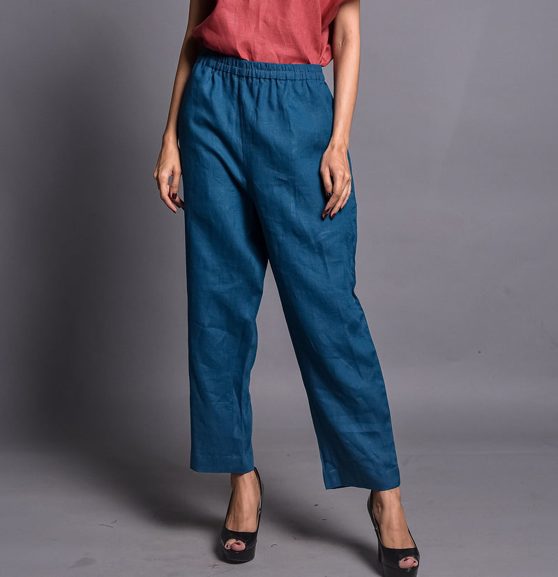 Elastic Waist Linen Harem Pants, Women's Summer Trousers, Elastic Waist Pants, Premium Linen Clothing for Women